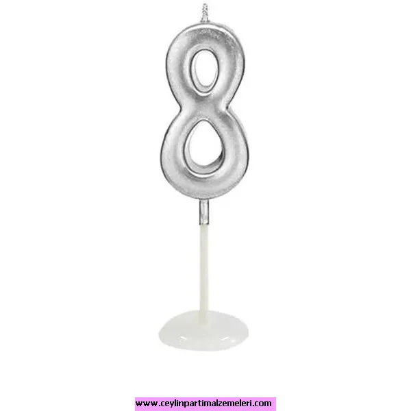 8 Rakam Mum Gümüş